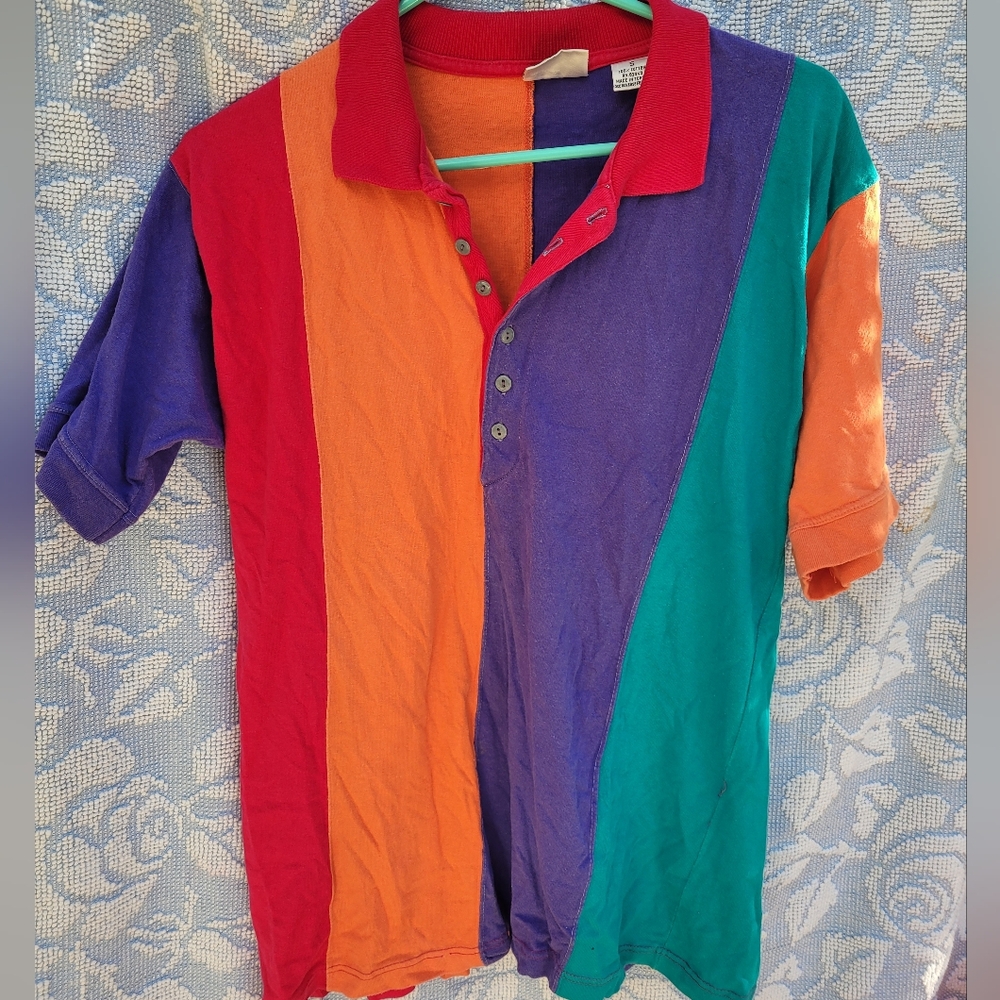 Vintage 80s/90s 955 Polo Shirt Colorblock Collared Shirt M